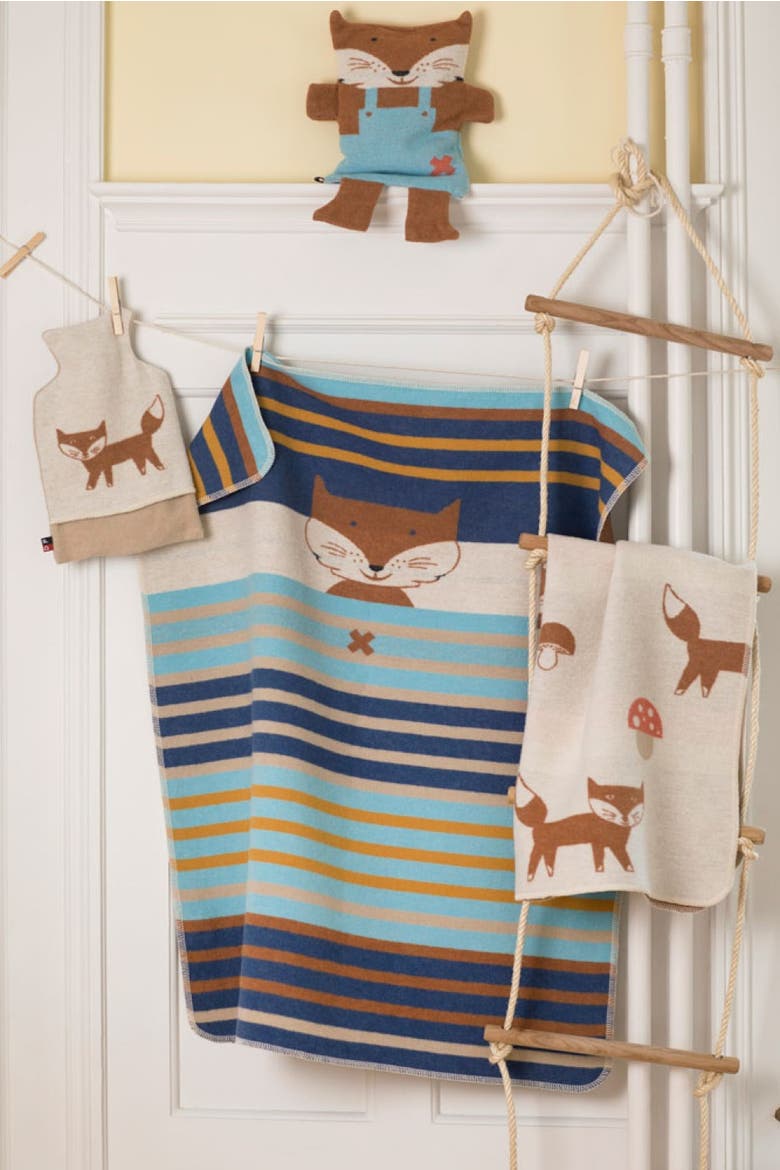 Juwel Fox Stripes Baby Blanket, Alternate, color, Navy