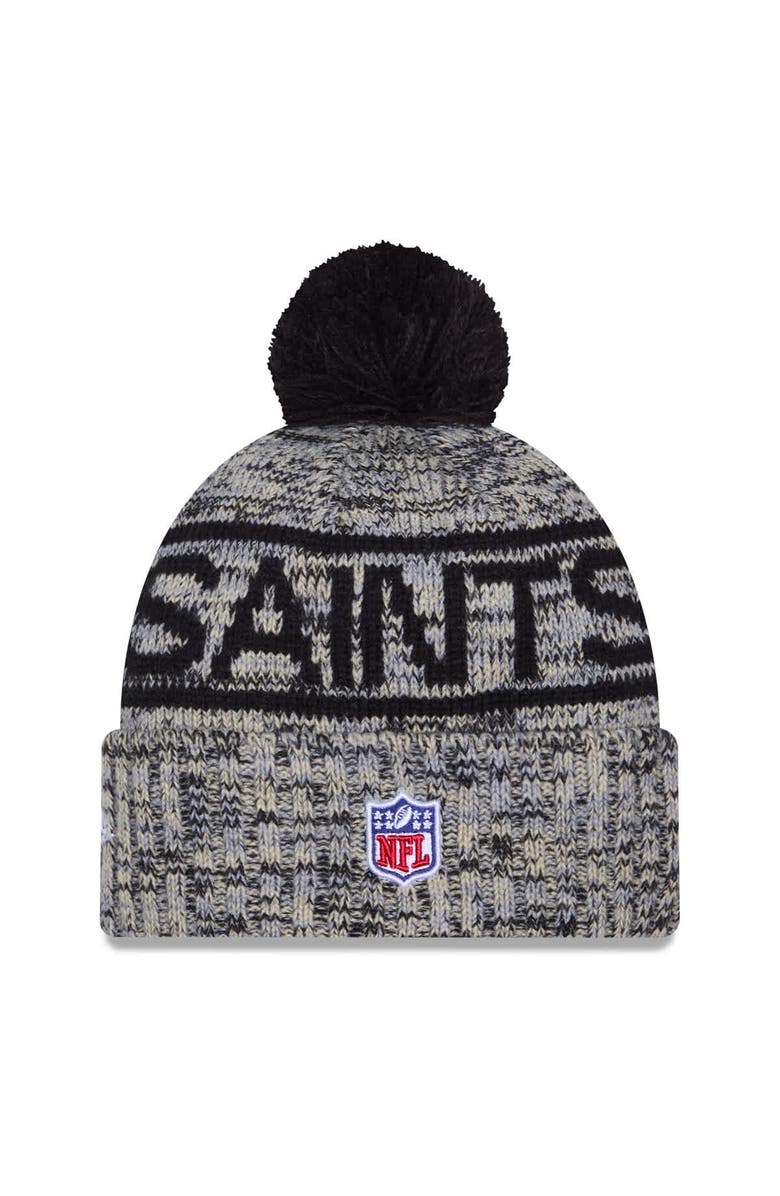New Era Men's New Era Black New Orleans Saints 2025 Sideline Cold Weather Cuffed Knit Hat with Pom, Alternate, color, Black