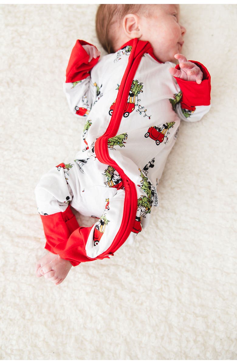 Charlie Lou Baby<sup>®</sup> Steamboat Willie Christmas Double Zipper Convertible Romper, Alternate, color, White