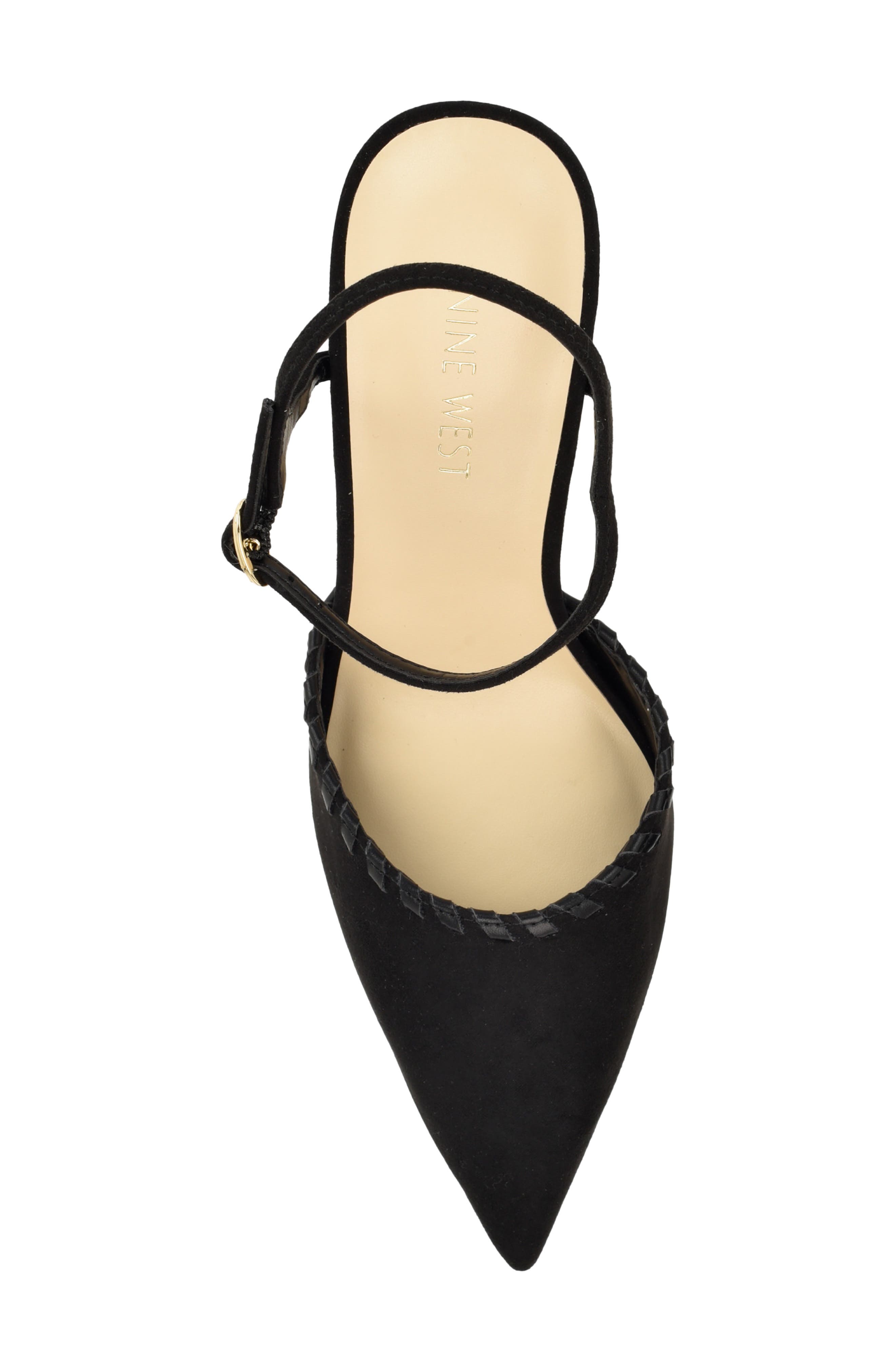 Dezo Faux Suede Pointed Toe Slingback Pump, Alternate, color, BLACK