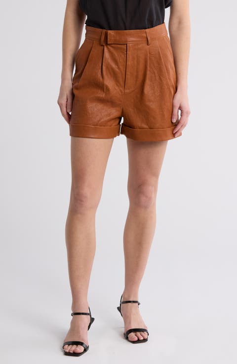 Wide Cuff Leather Shorts