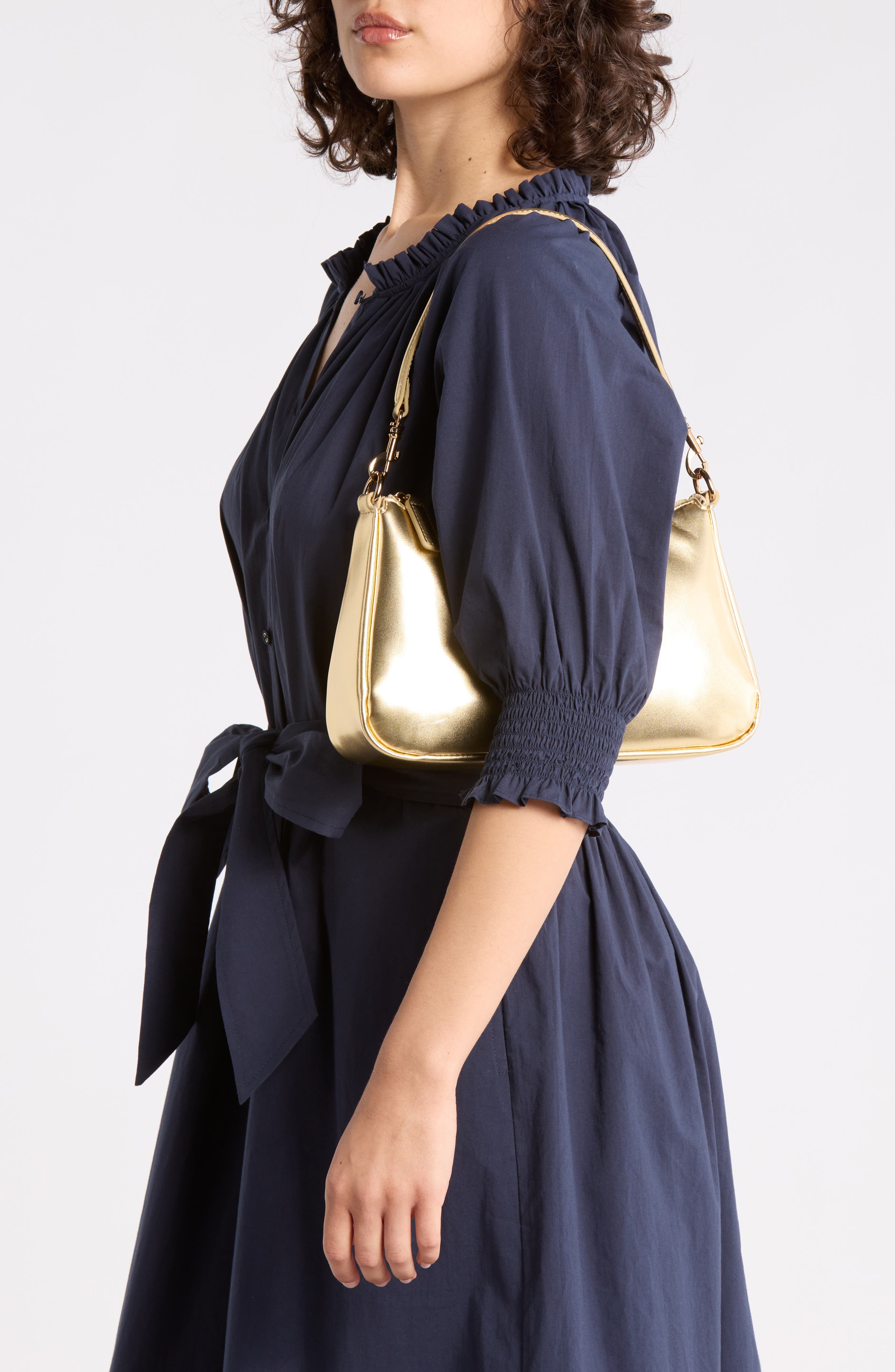 Kurt Geiger London Highgate Leather Shoulder Bag, Alternate, color, Gold