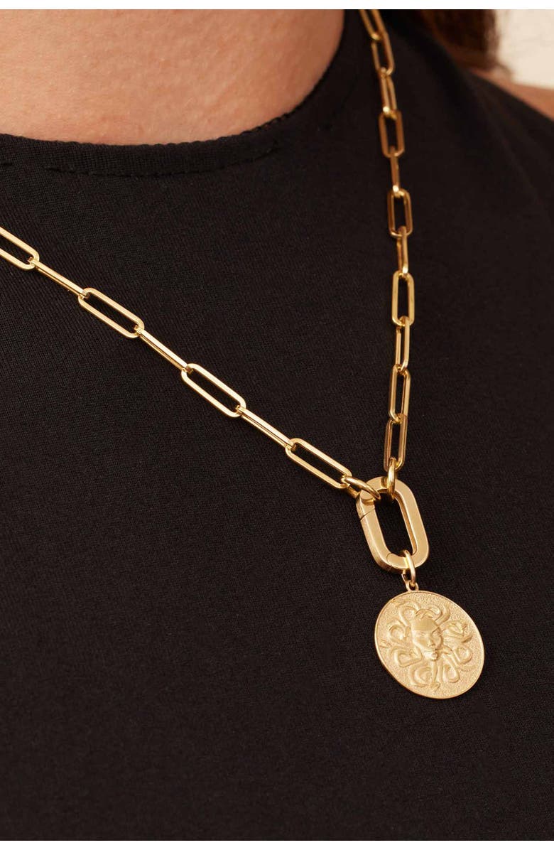 Oradina 14K Yellow Gold Medusa Medallion Pendant Charm, Alternate, color, Yellow Gold