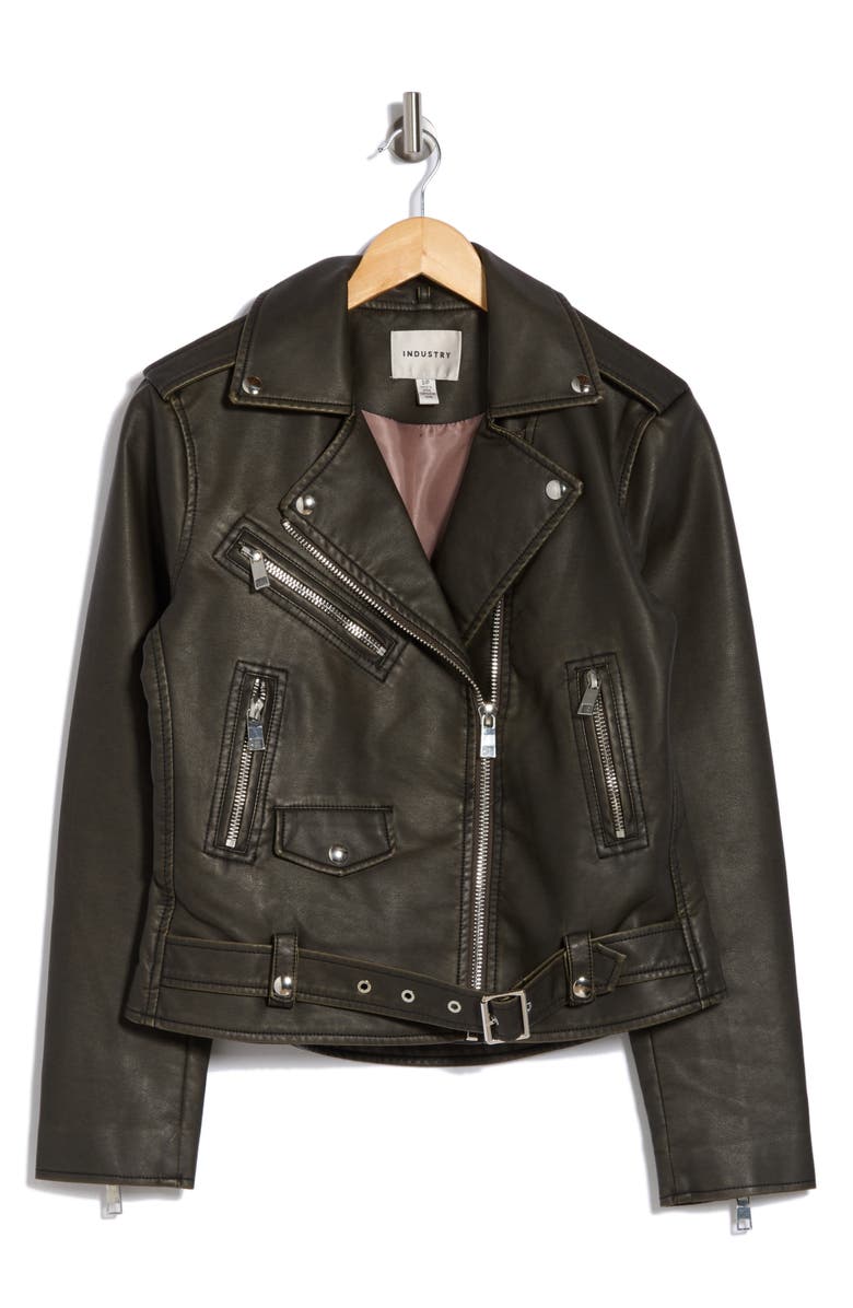 INDUSTRY REPUBLIC CLOTHING Faux Leather Moto Jacket, Alternate, color, 