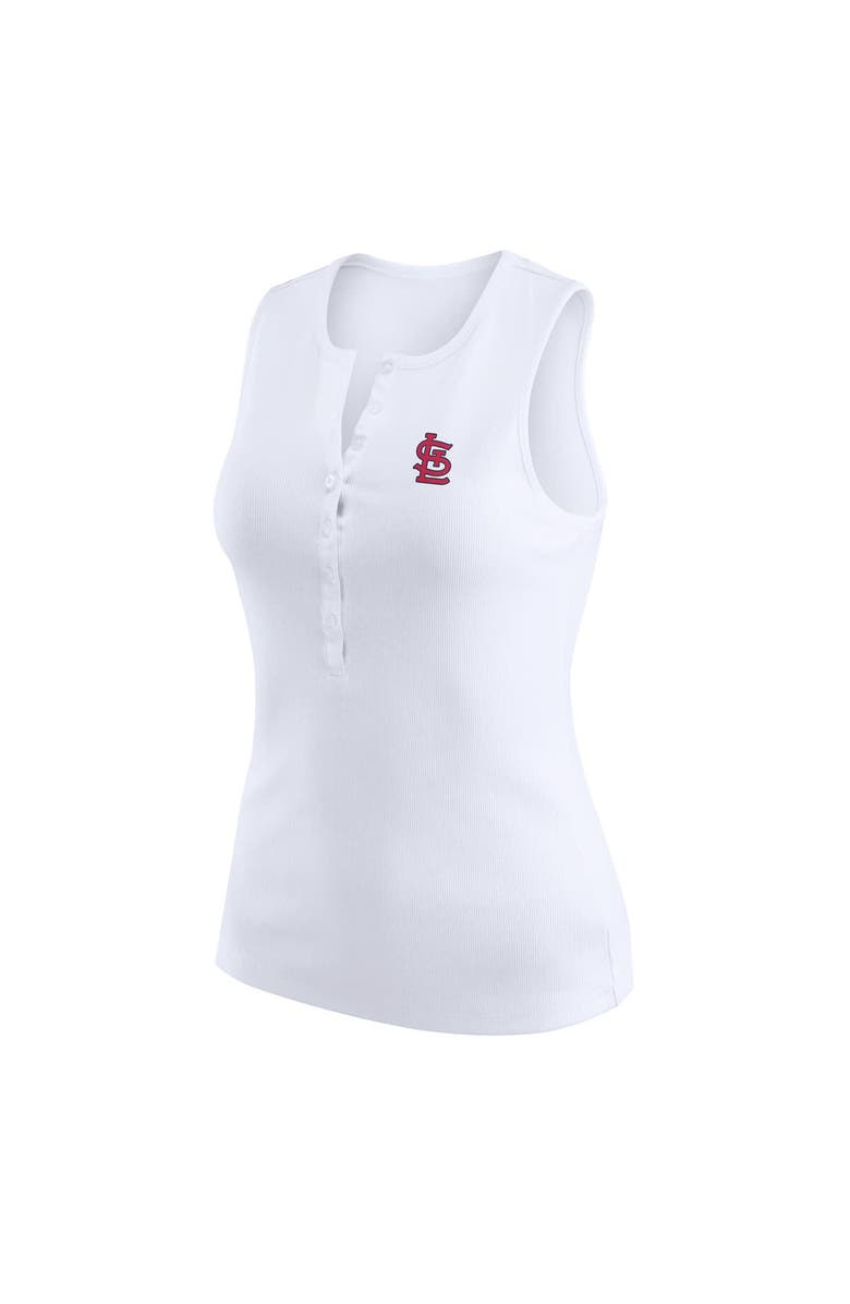 WEAR by Erin Andrews Women's WEAR by Erin Andrews White St. Louis Cardinals Rib-Knit Henley Tank Top, Alternate, color, White