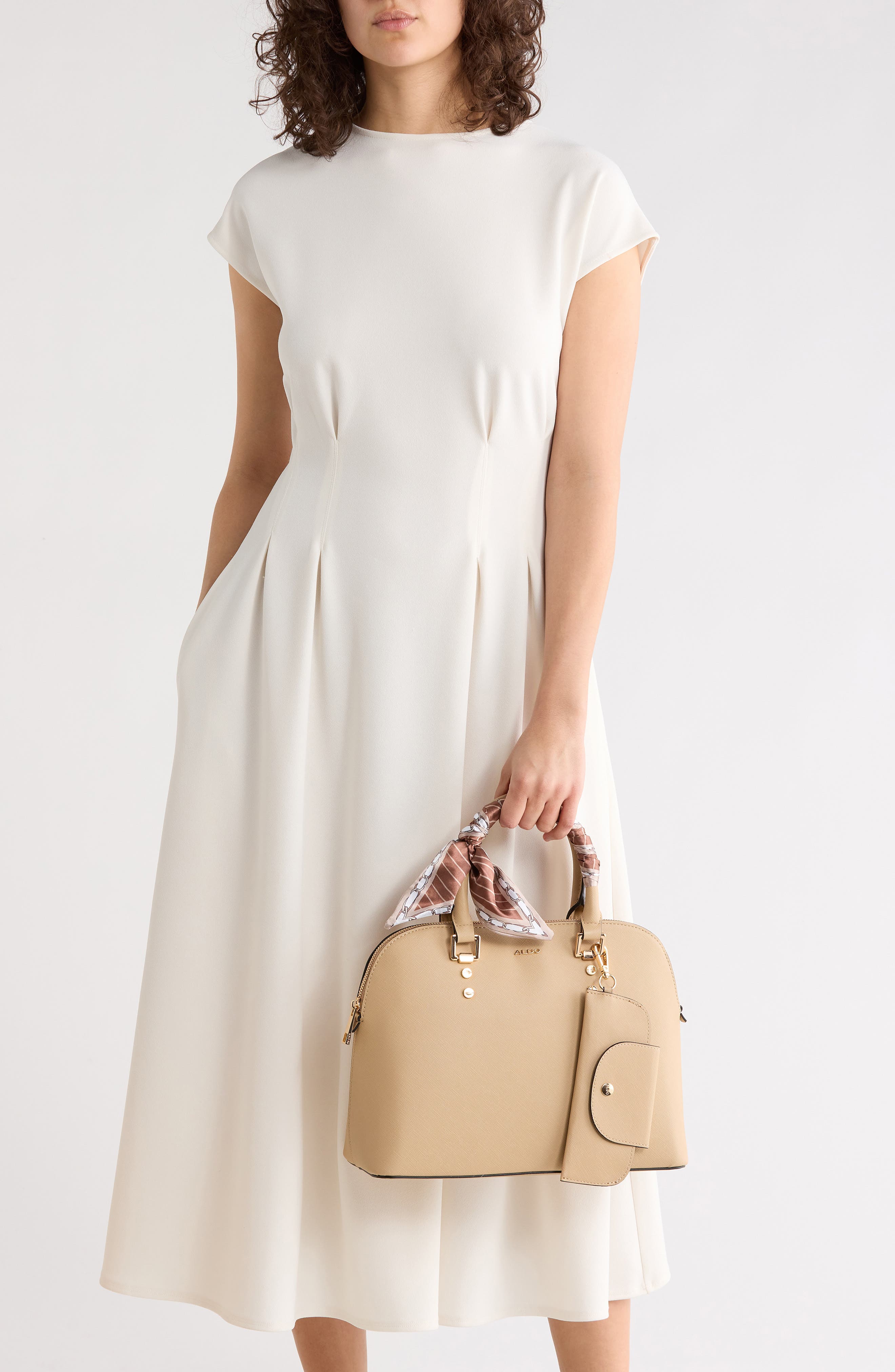 ALDO Umaunwan Dome Satchel Bag, Alternate, color, Beige