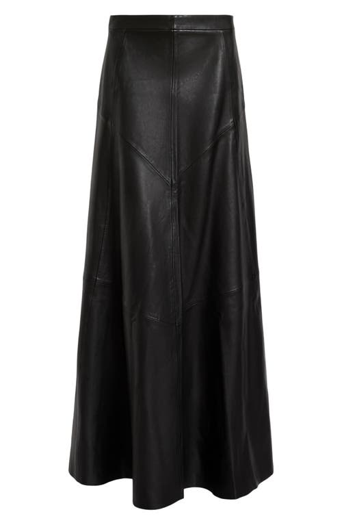 Allsaints Giana Maxi Leather Skirt In Black