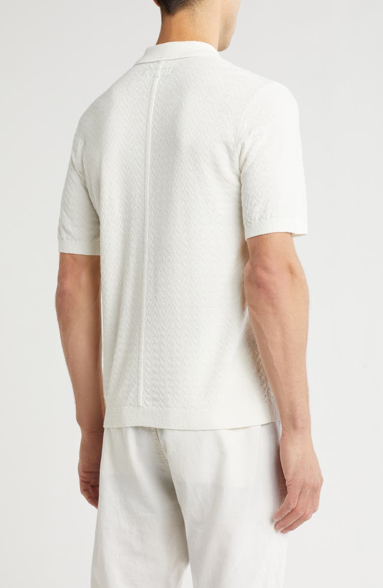 rag & bone Zuma Johnny Collar Chevron Terry Cloth Polo, Alternate, color, Chalk