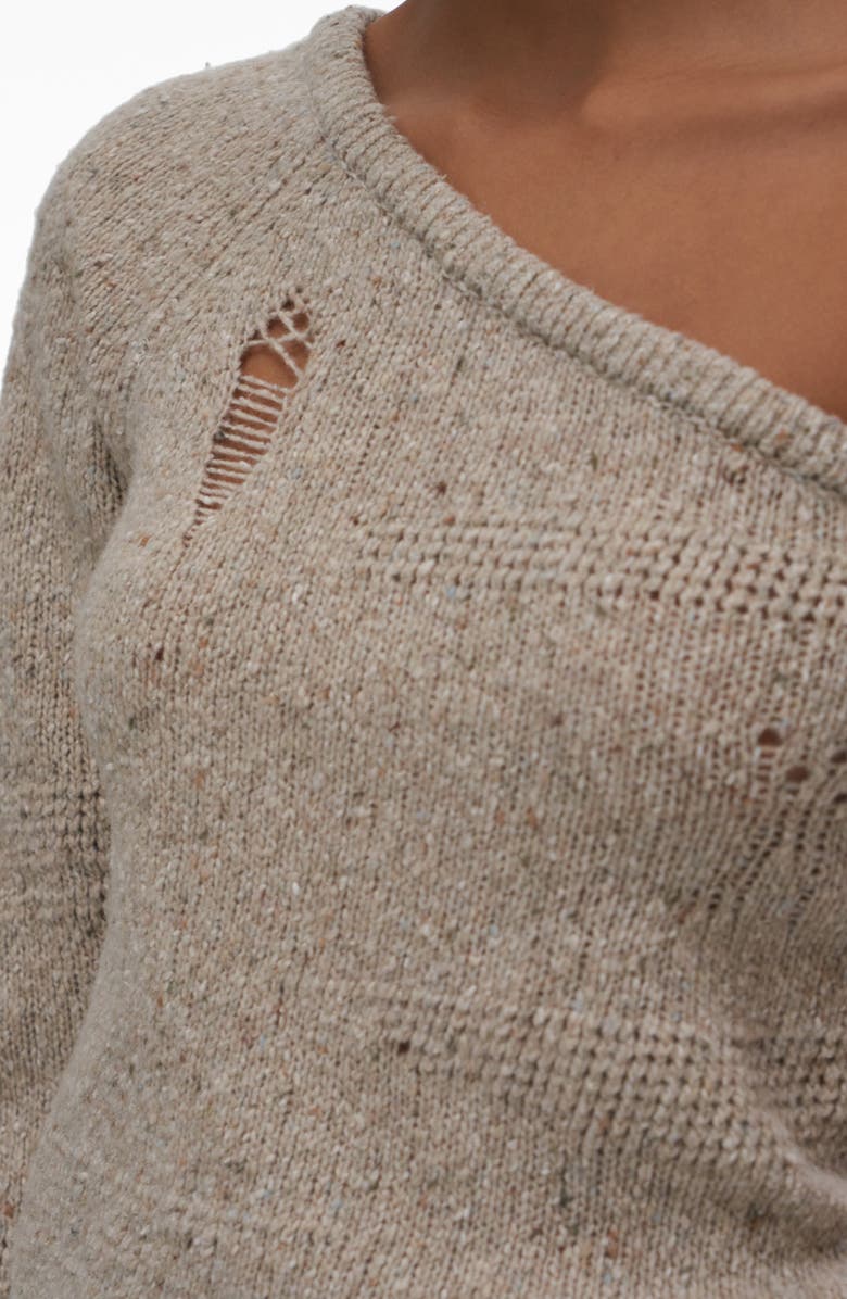 Helmut Lang Distressed One-Shoulder Sweater, Alternate, color,