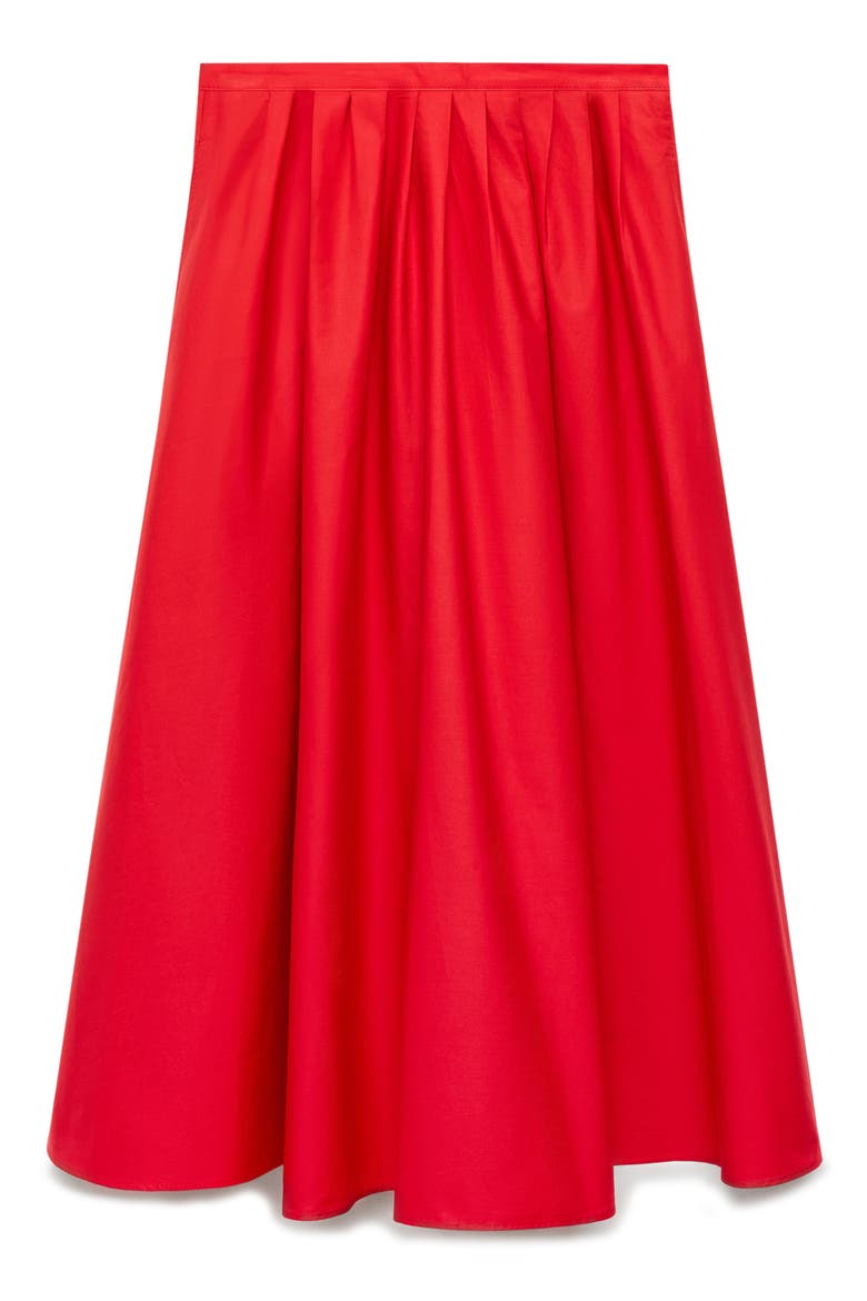 Pleated Cotton Skirt, Alternate, color, RED