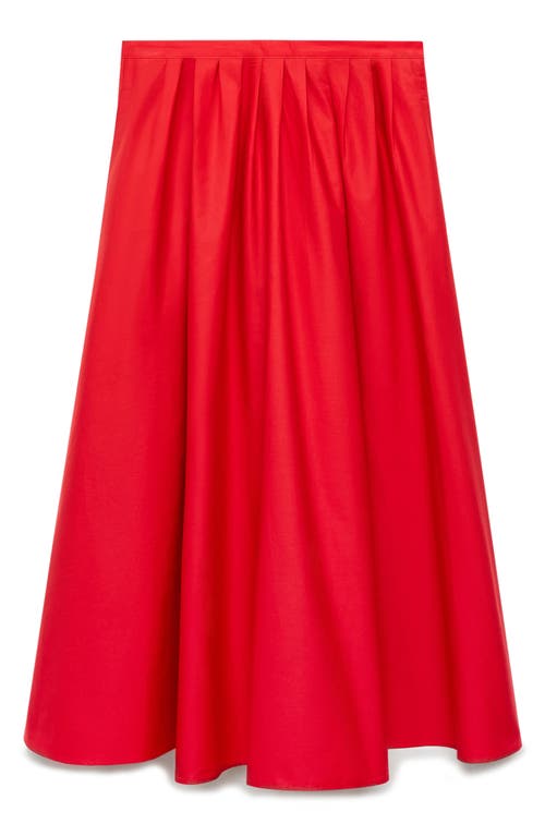Shop Mango Pleated Cotton Skirt In Red