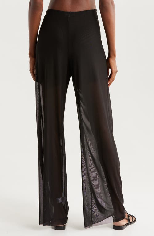 Elan Tie Front Sheer Cover-up Pants In Solid Black