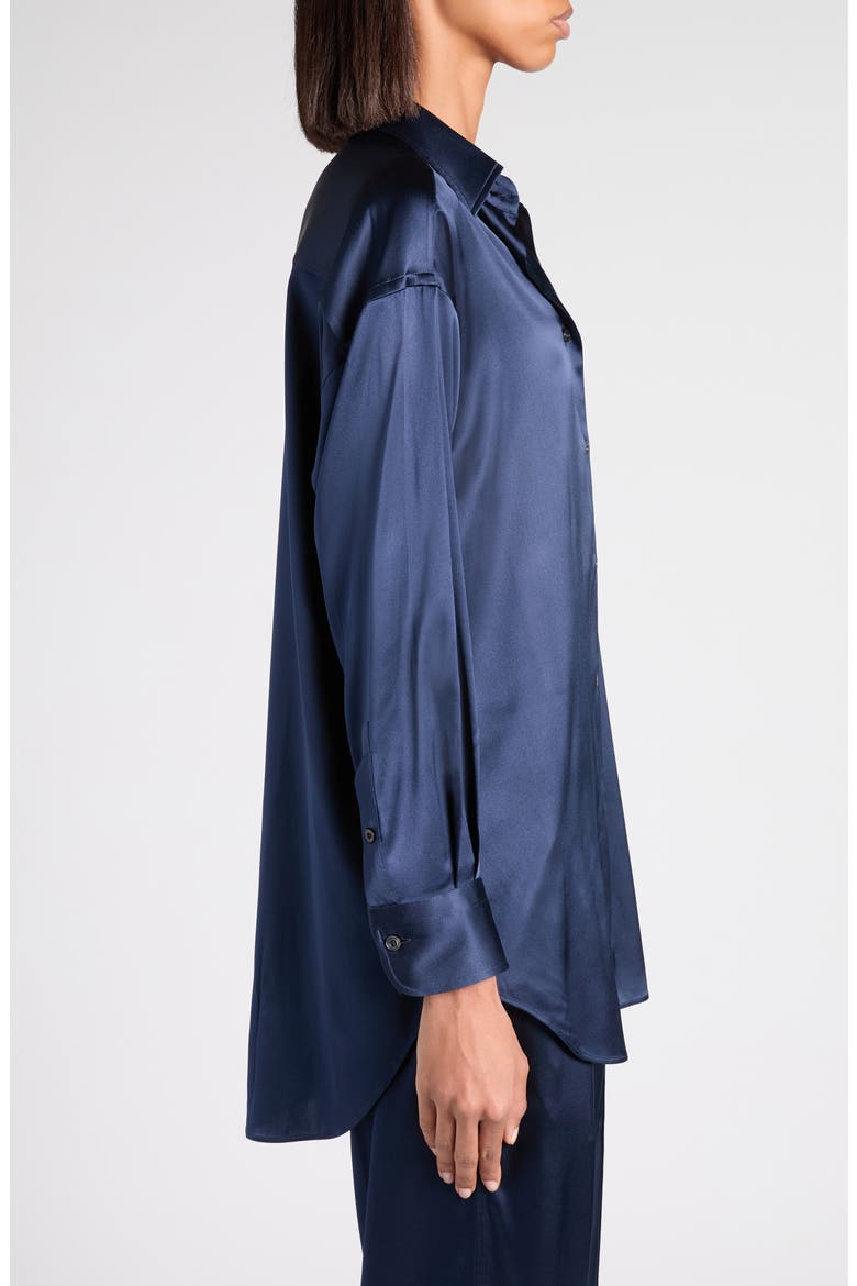 Relaxed Fit Stretch Silk Satin Blouse, Alternate, color, HB840 DARK NAVY