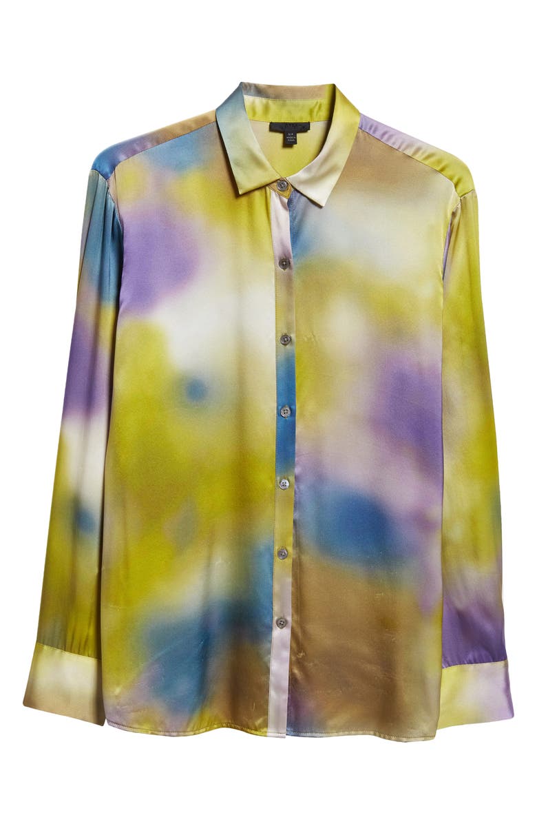 ATM Anthony Thomas Melillo Watercolor Print Silk Charmeuse Button-Up Shirt, Alternate, color, 