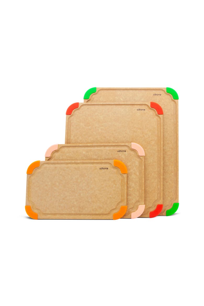 4 Piece Cutting Wise Cutting Board Set, Main, color, Brown