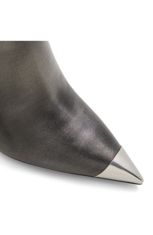 Shop Aldo Nilita Pointed Cap Toe Bootie In Pewter
