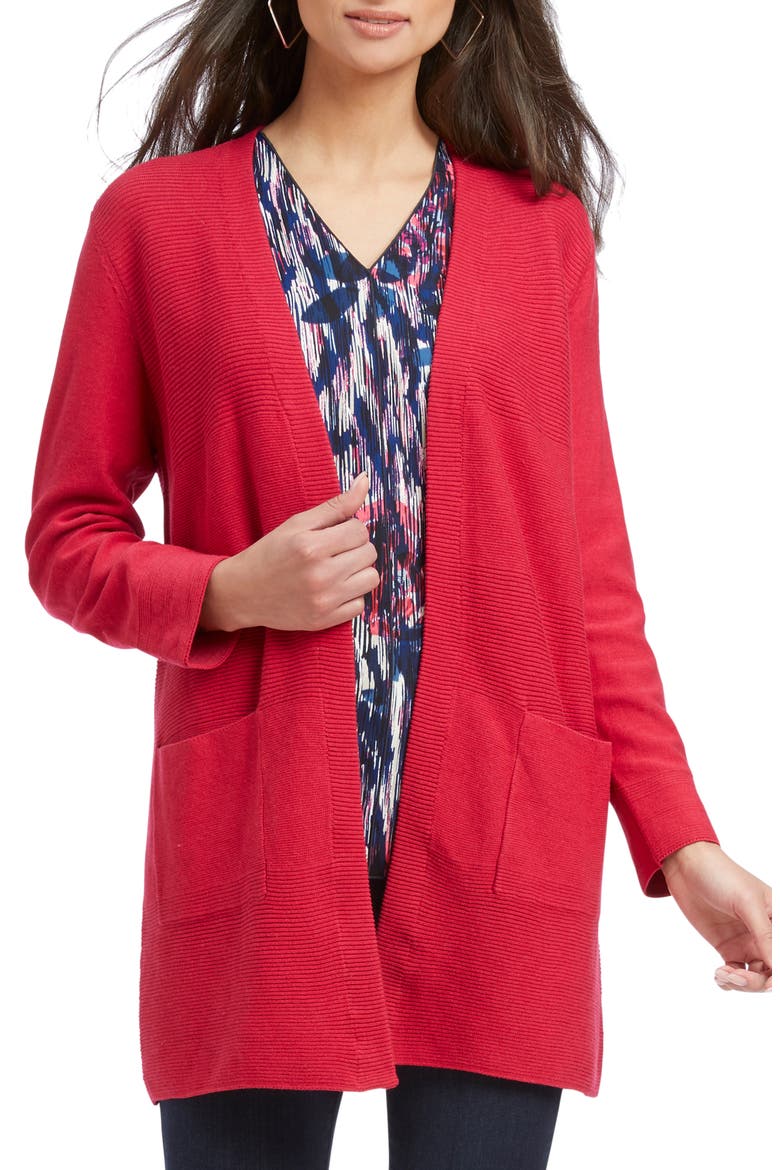 Tipped Cardigan, Main, color, DEEP BERRY HEATHER