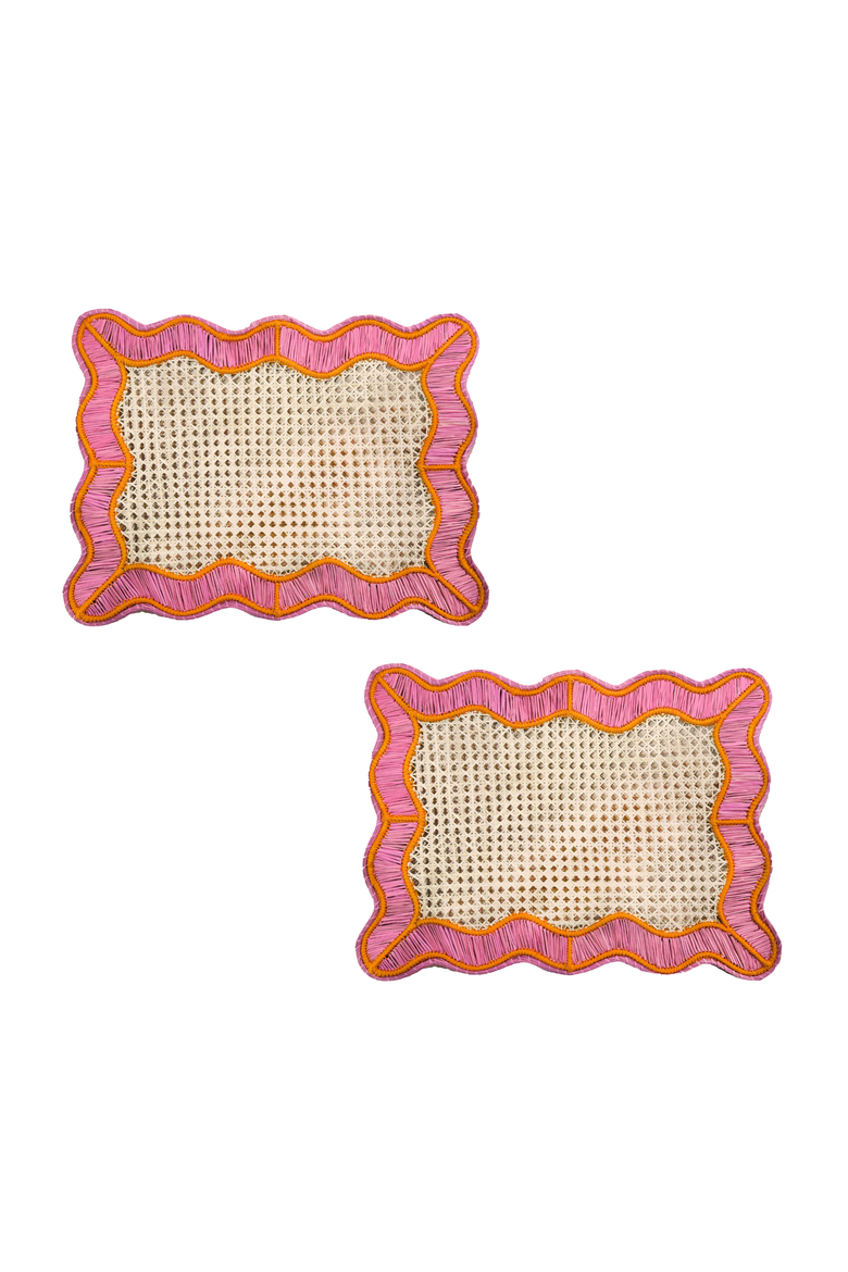 Wavy Rectangular Placemat - Set of 2, Main, color, Pink/Orange