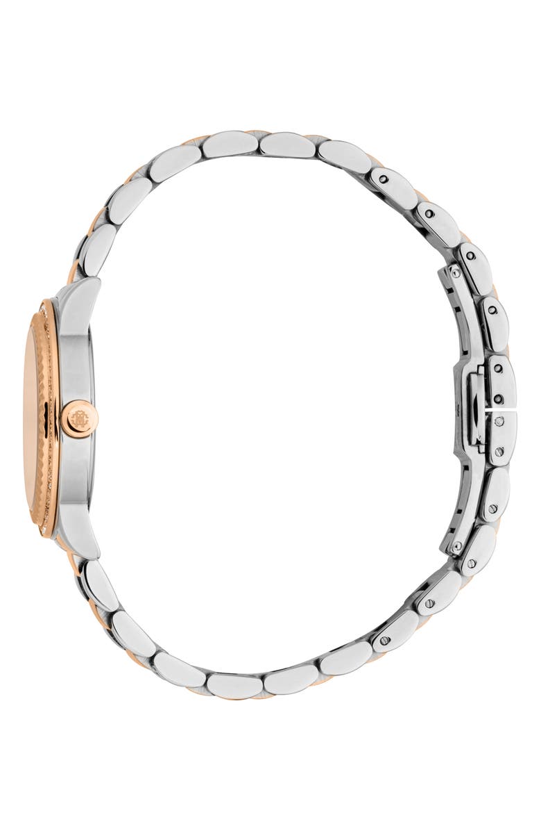 Roberto Cavalli Two-Tone Crystal Bracelet Watch, 30mm, Alternate, color, Two Tone Silver And Rose Gold