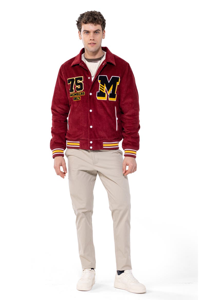Corduroy Varsity Jacket, Alternate, color, Red
