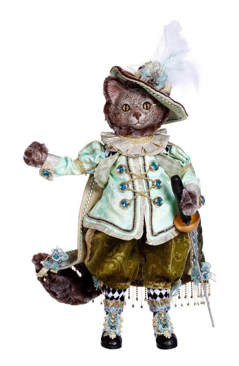 Mark Roberts 3 Musketeer Cat, Swordman, Main, color, Light Green