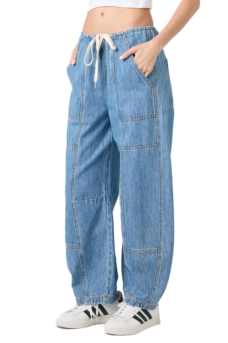 Low Rise Drawstring Barrel Leg Jeans, Alternate, color, FAN MAIL