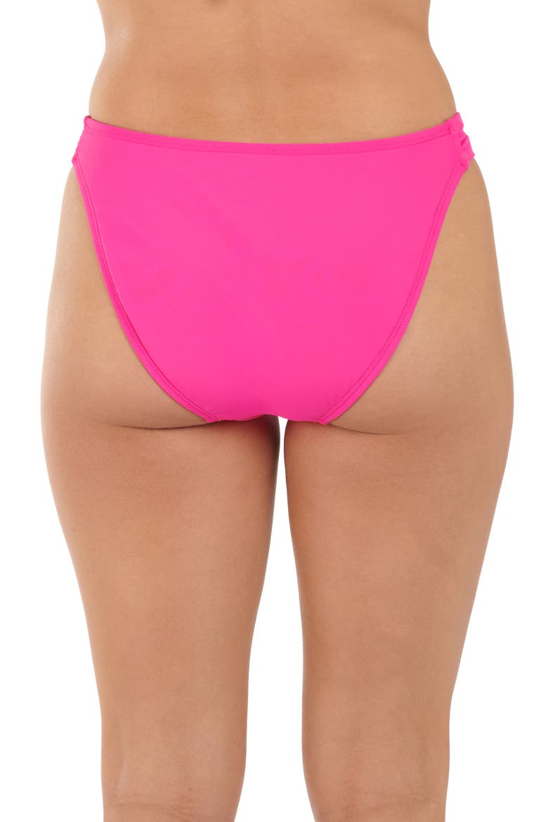 Solid Shirred Side Bikini Bottoms, Alternate, color, BRIGHT PINK