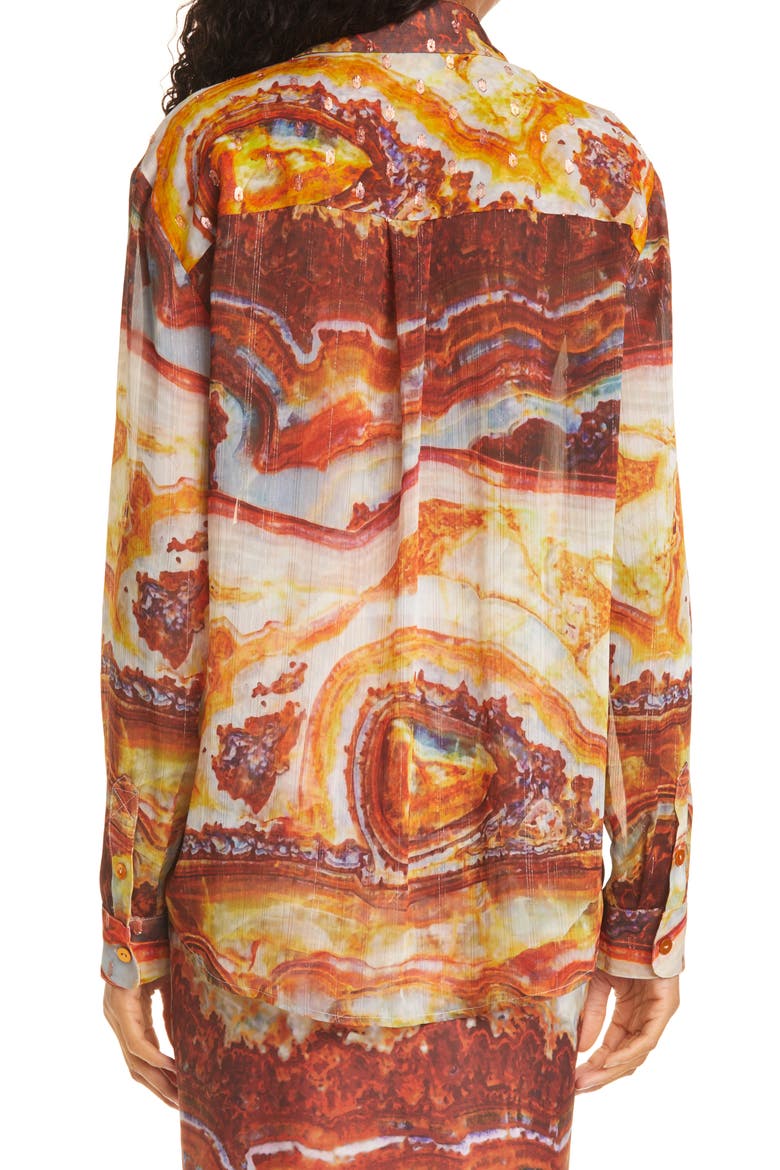 Future Ex-Boyfriend Metallic Silk Button-Up Shirt, Alternate, color, SLICED AGATE SOLAR TOPAZ