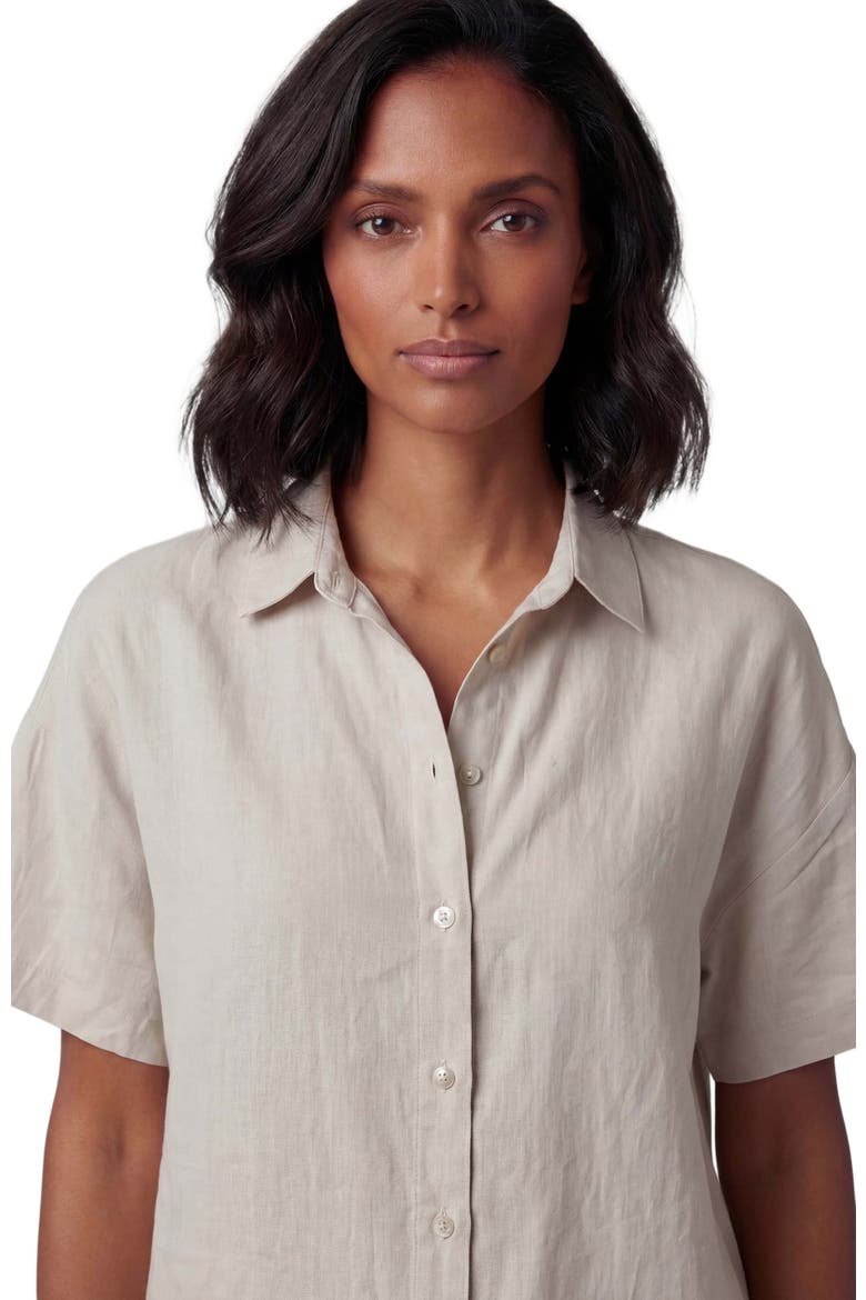 Womens Short Sleeve Linen Shirt, Alternate, color, NATURAL
