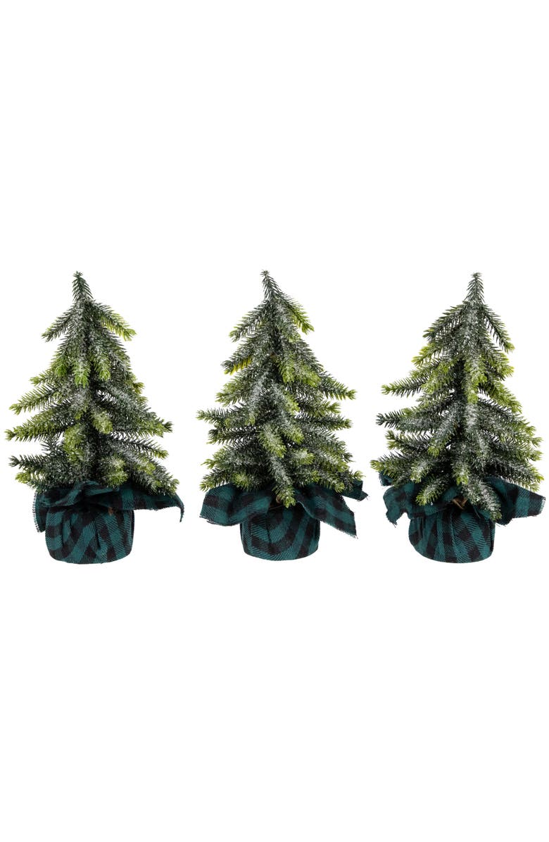 Northlight Mini Iced Downswept Pine Artificial Christmas Trees - 9" - Set of 3, Main, color, Green