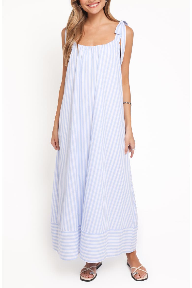 Amber Striped Cotton Maxi Dress, Main, color, PALE BLUE STRIPE