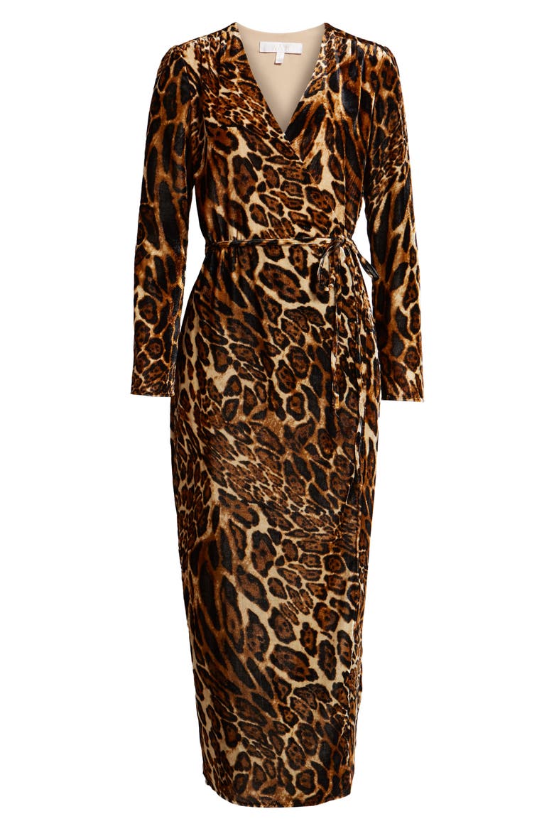 Gwyneth Velvet Wrap Midi Dress, Alternate, color, LEOPARD