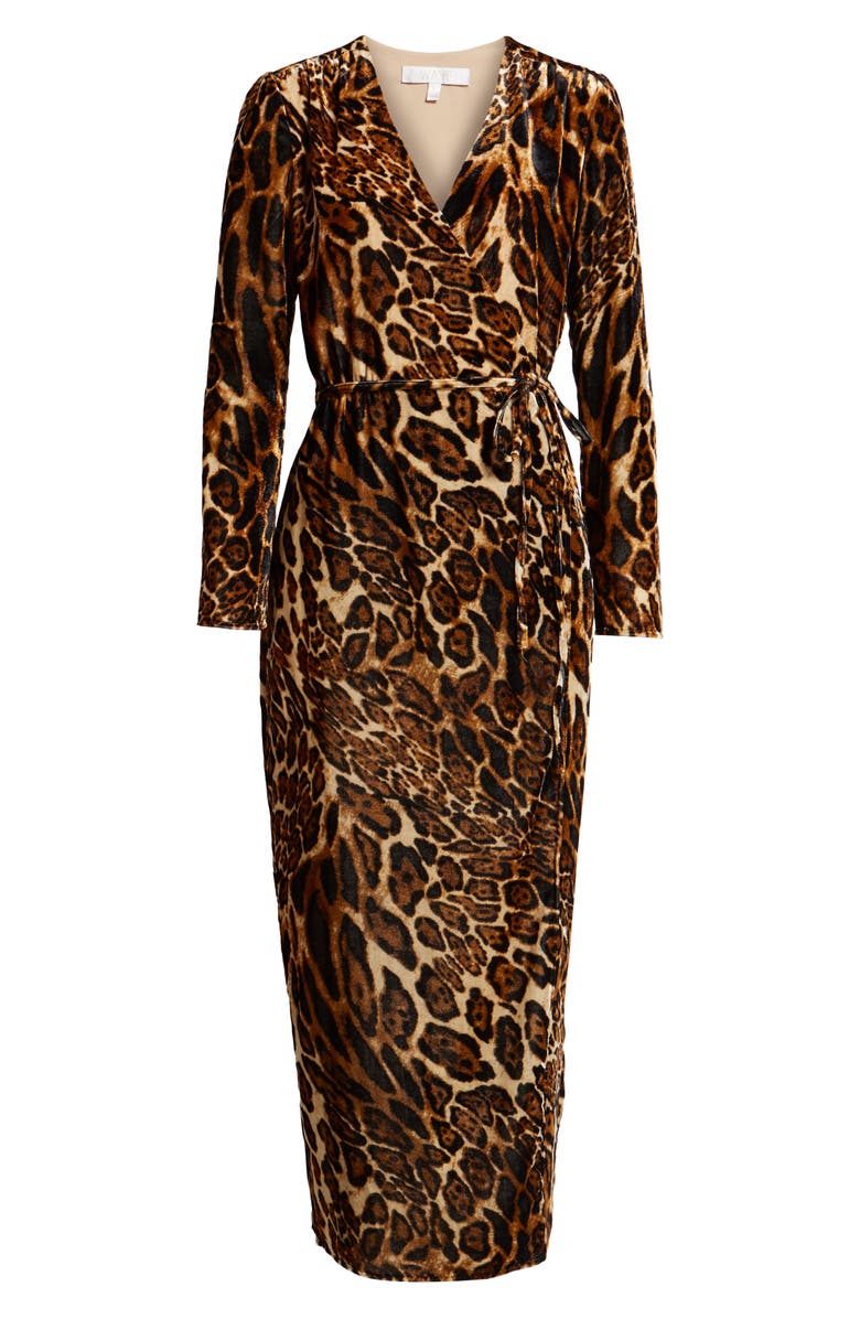 WAYF Gwyneth Velvet Wrap Midi Dress, Alternate, color,