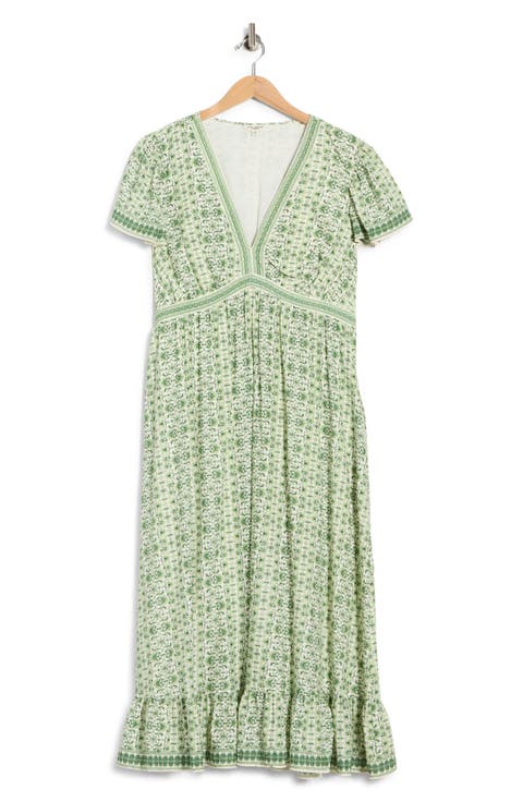 Flutter Sleeve V-Neck Dress