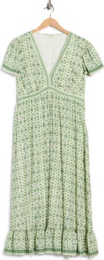 MAX STUDIO Flutter Sleeve V-Neck Dress