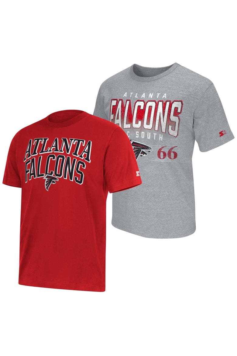 Men's Starter  Red/Heather Gray Atlanta Falcons Two-Pack Logo T-Shirt Set, Main, color, Red