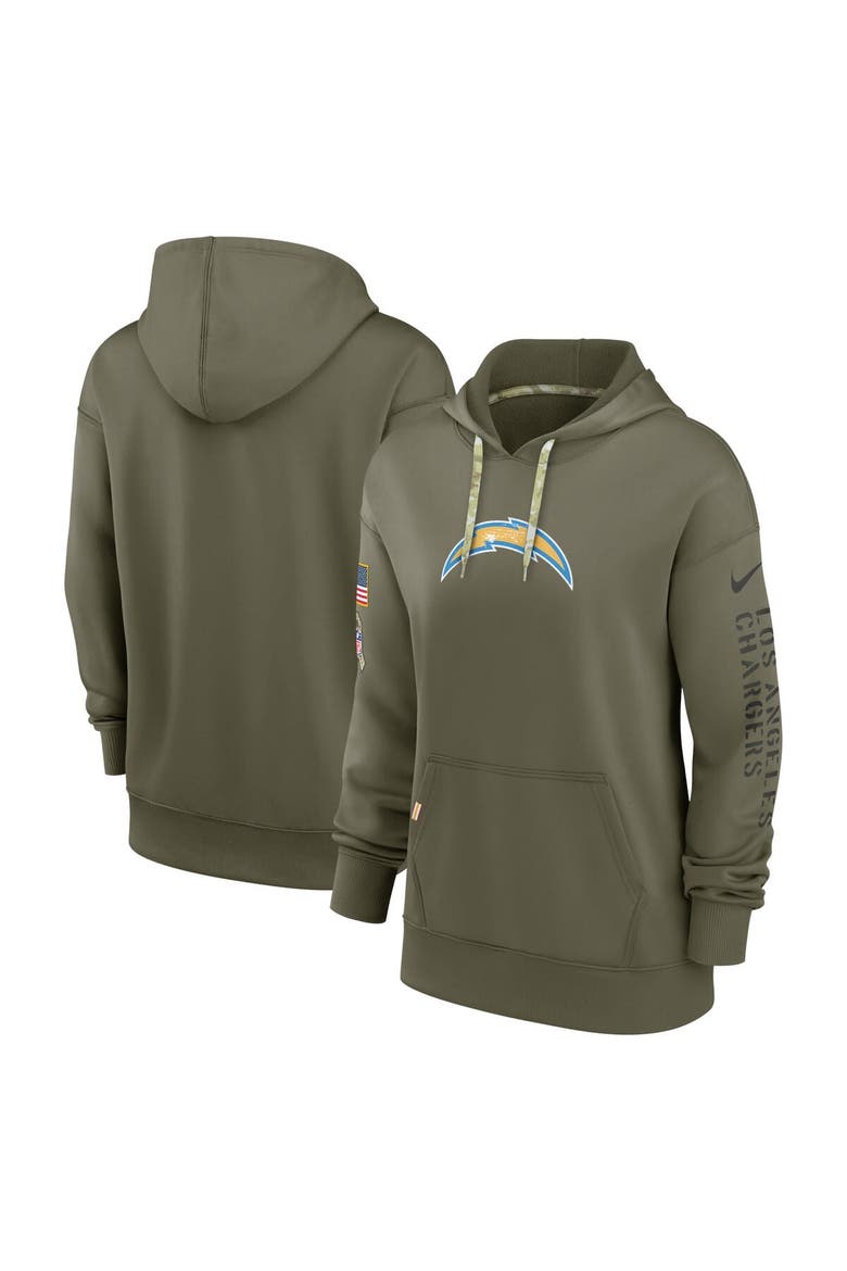 Women's Nike Olive Los Angeles Chargers 2022 Salute To Service Performance Pullover Hoodie, Main, color, Olive