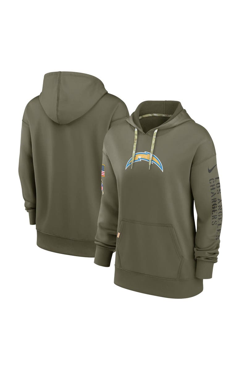 Nike Women's Nike Olive Los Angeles Chargers 2022 Salute To Service Performance Pullover Hoodie, Main, color, 