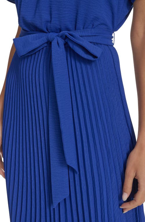Calvin Klein Aerowash Flutter Sleeve Pleated Dress In Ultramarine