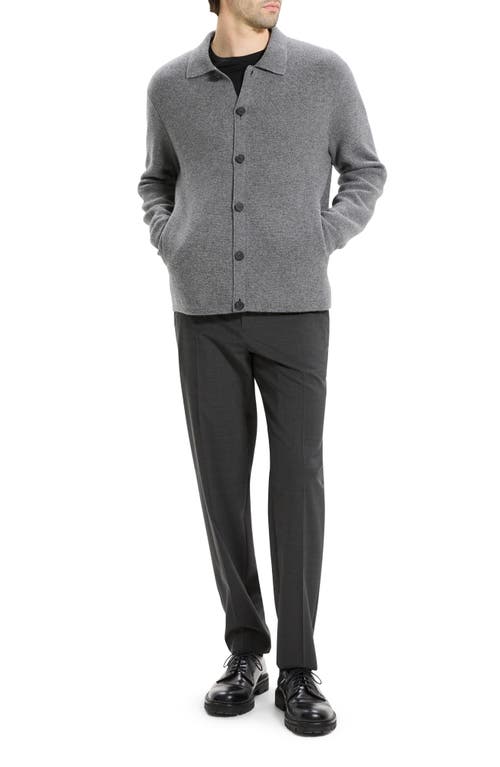 Theory Cameron Corded Cashmere Button Sweater In Gray