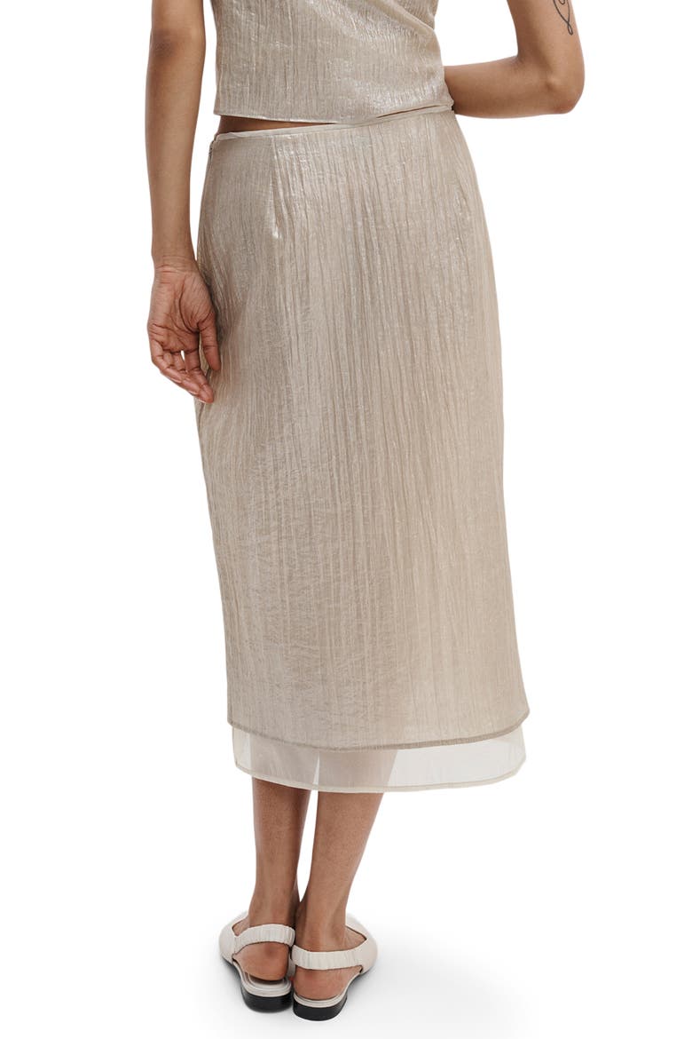 Suki Metallic Midi Skirt, Alternate, color, BEIGE