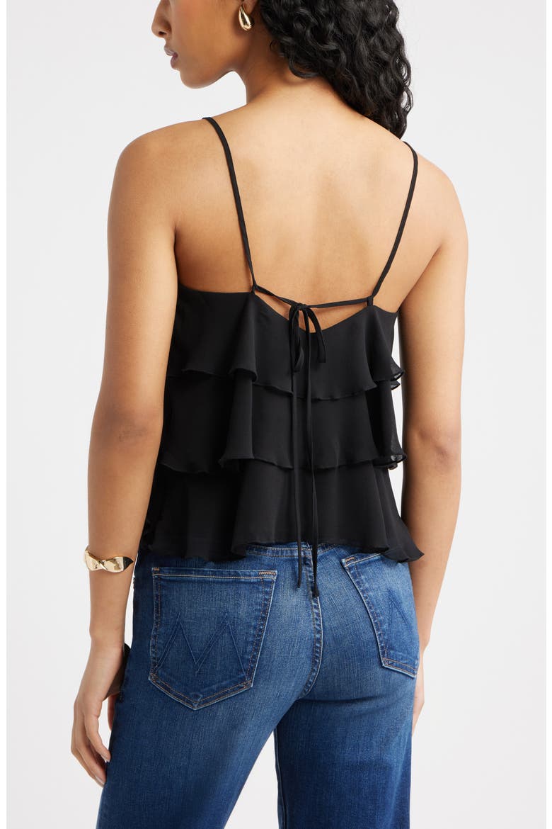 Ruffle Tiered Camisole, Alternate, color, BLACK
