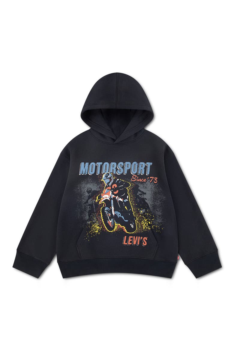 Kids' Dirt Bike Graphic Hoodie, Main, color, JET BLACK