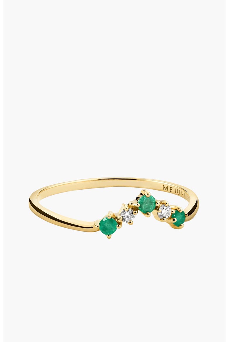 Emerald and Diamond Wishbone Ring, Alternate, color, Emerald
