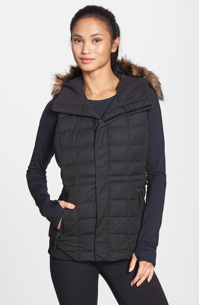 The North Face Quilted Goose Down Vest with Removable Faux Fur Trim, Main, color,