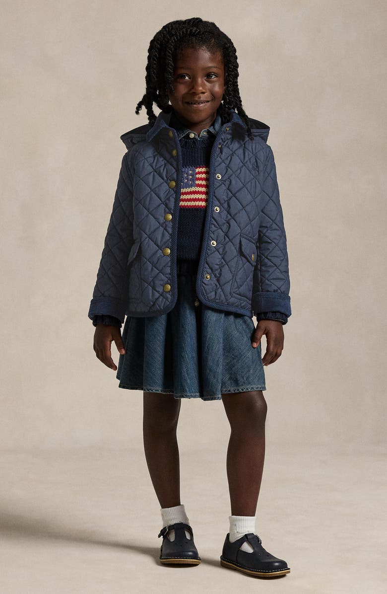 Polo Ralph Lauren Kids' Audrey Quilted Jacket with Removable Hood, Alternate, color, Newport Navy