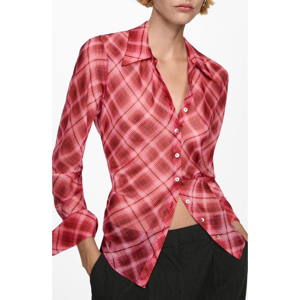 Mango Women's Pinstripe Suit Shirt In Maroon