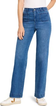 NIC+ZOE Patch Pocket High Waist Wide Leg Jeans