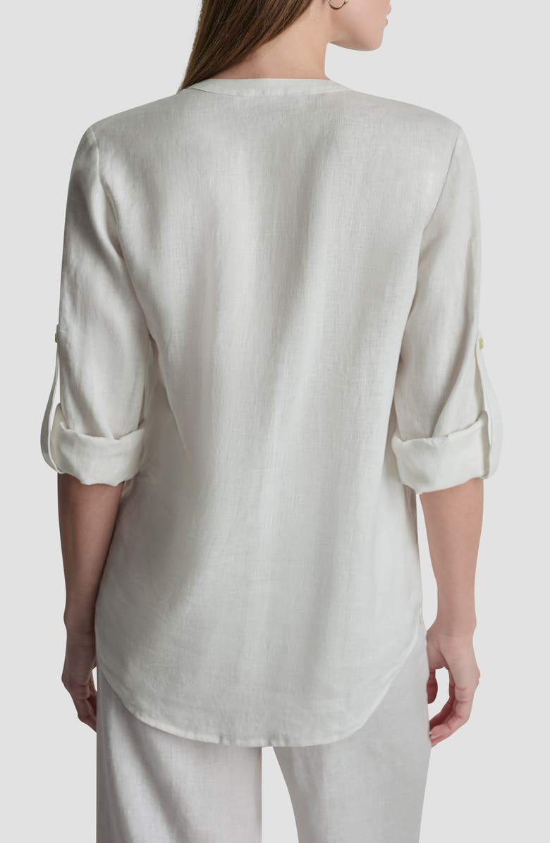 DKNY Linen Button-Up Shirt, Alternate, color, White