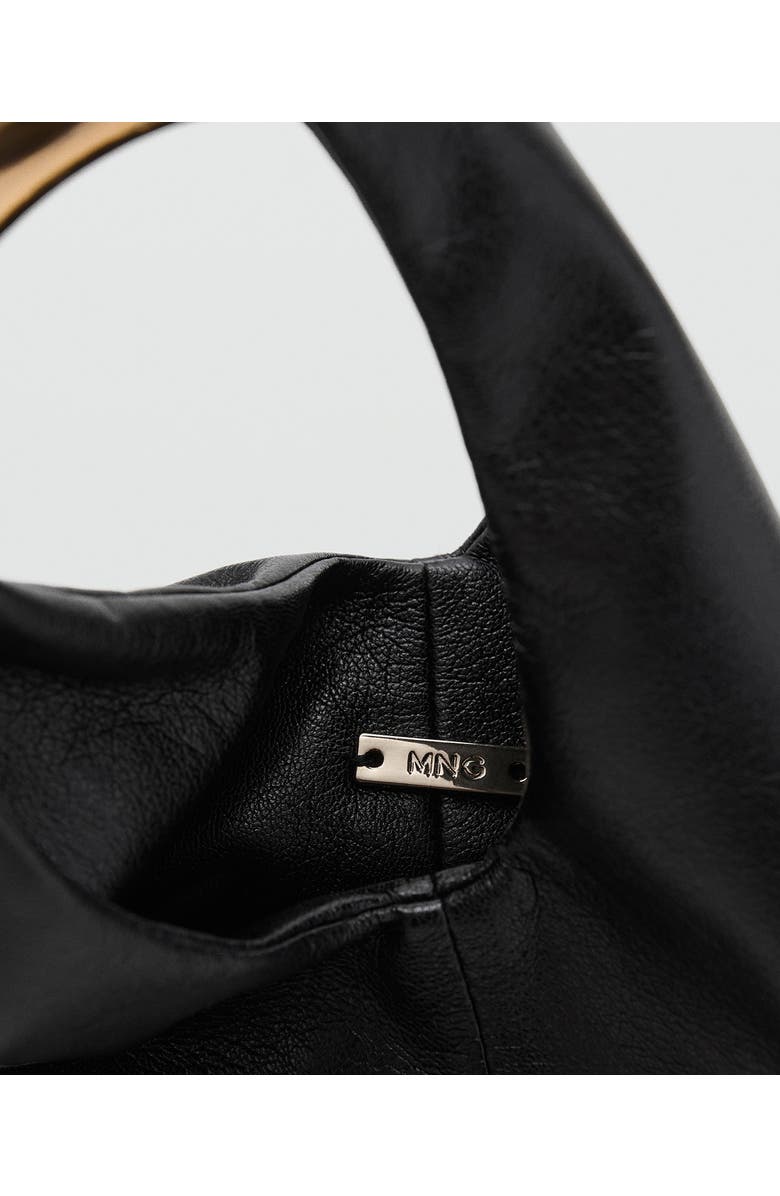 MANGO Faux Leather Top Handle Bag, Alternate, color, Black